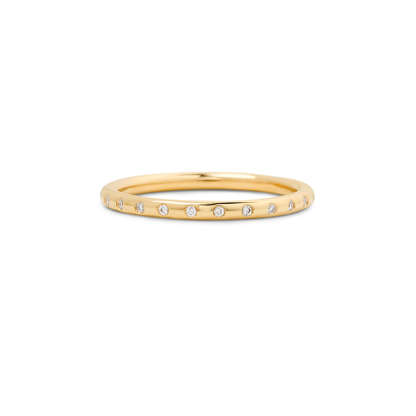 Slim gold stacking band with diamonds, handmade in Nashville