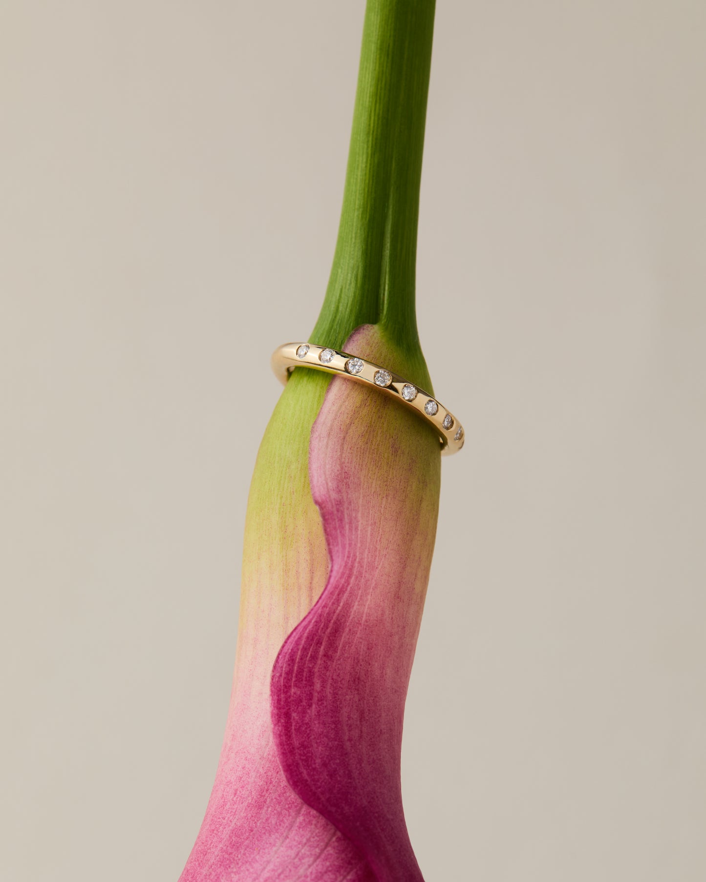 Gold and diamond wedding band, handmade in Nashville, TN