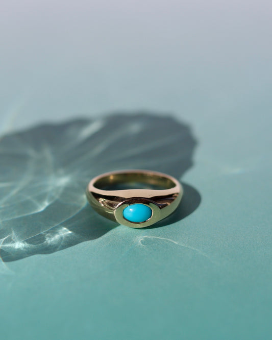 Gold Turquoise Signet Ring