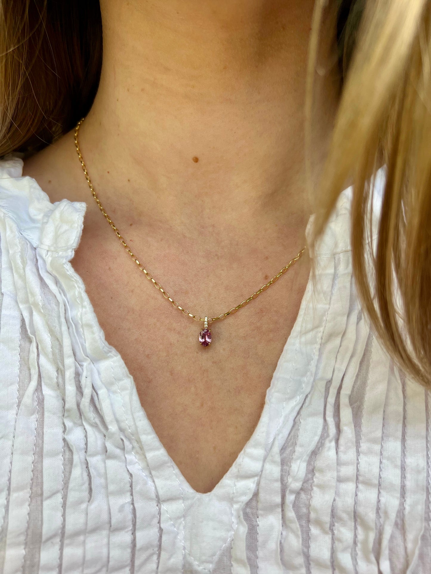 Pink Sapphire & Diamond Necklace
