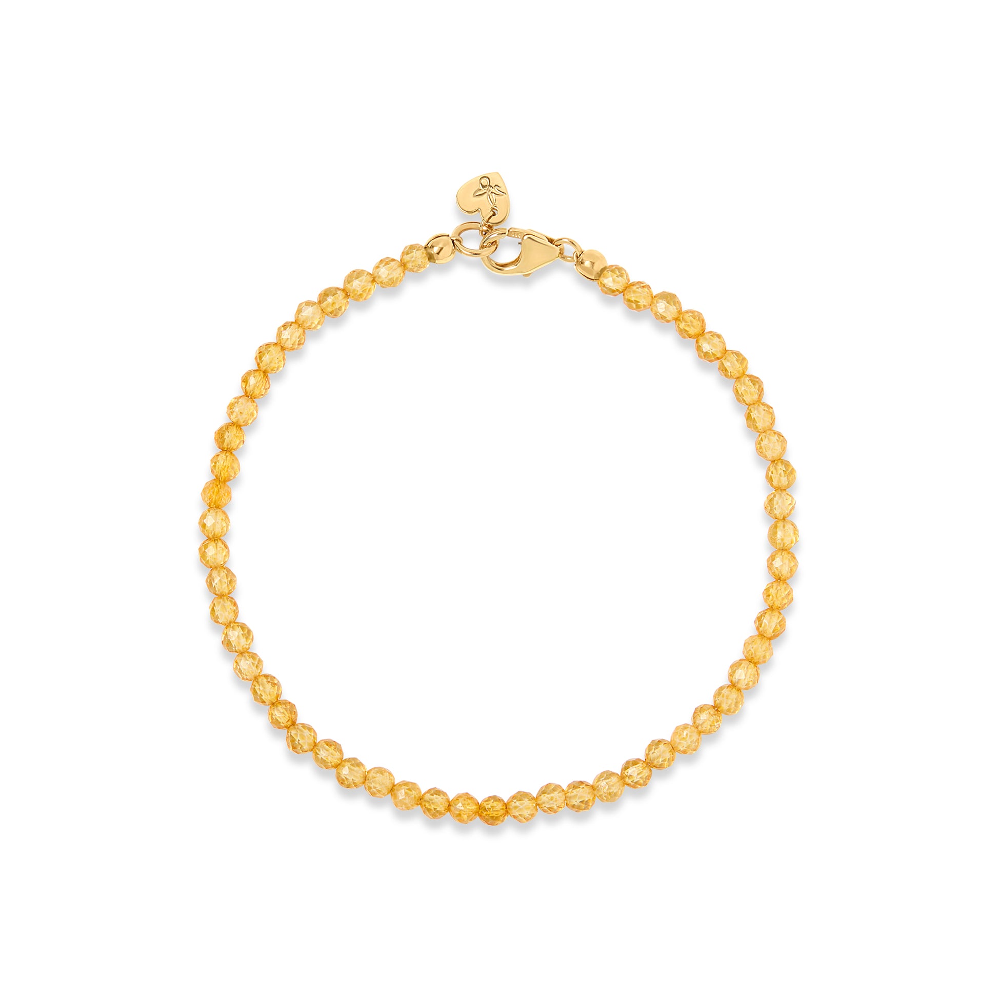 Citrine beaded bracelet with solid gold clasp made in Nashville, Tennessee