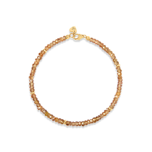 Garnet and gold beaded bracelet with solid gold clasp made in Nashville, Tennessee