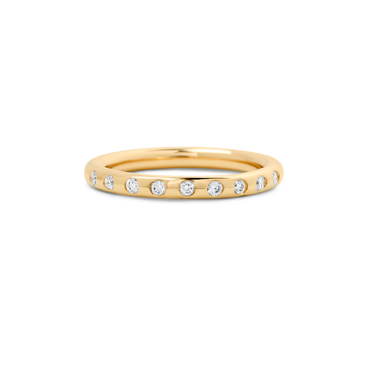 Simple gold and diamond band, handmade in Nashville