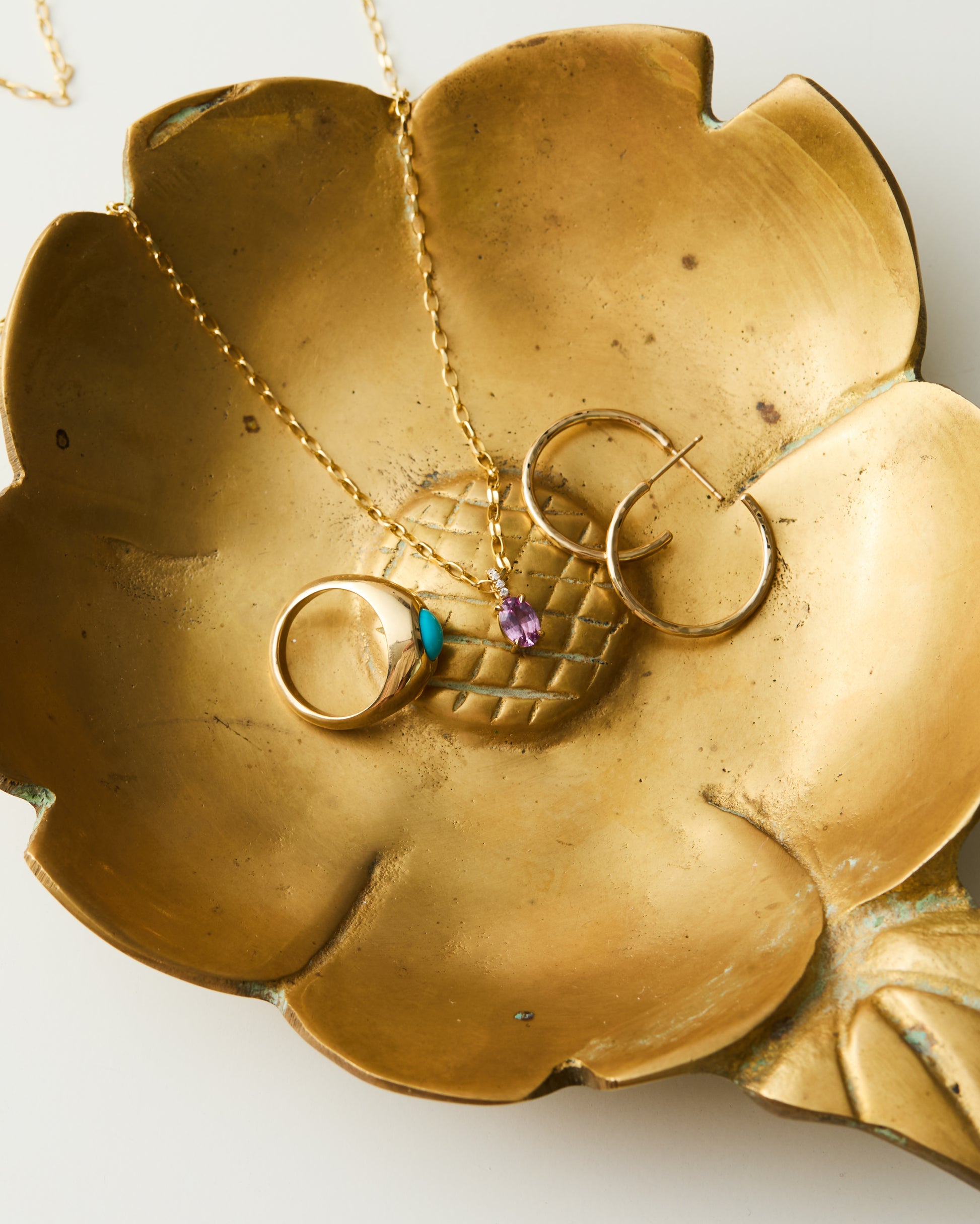 Handmade gold jewelry with gemstones, made in Nashville, TN