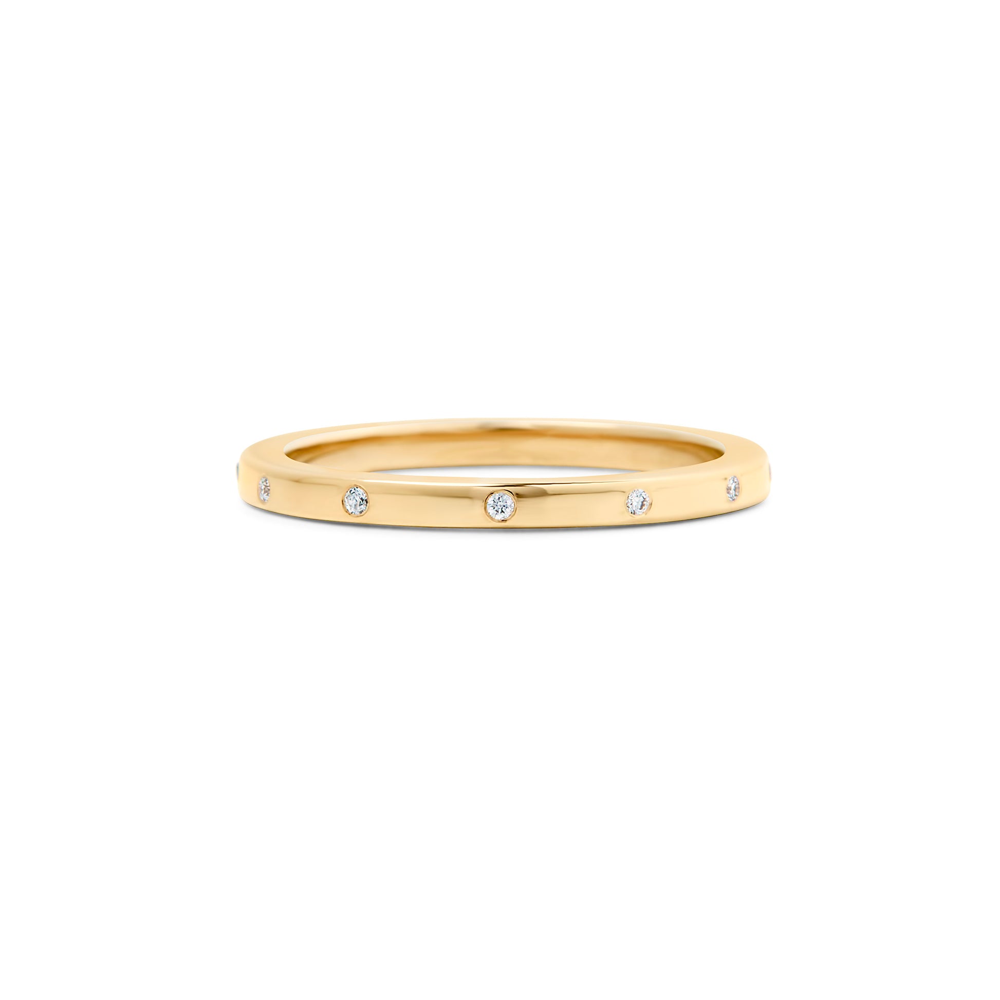 Slim gold band with diamonds, handmade in Nashville