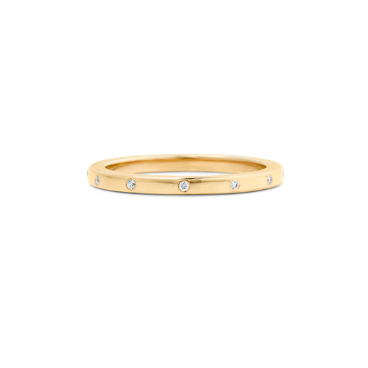 Slim gold band with diamonds, handmade in Nashville