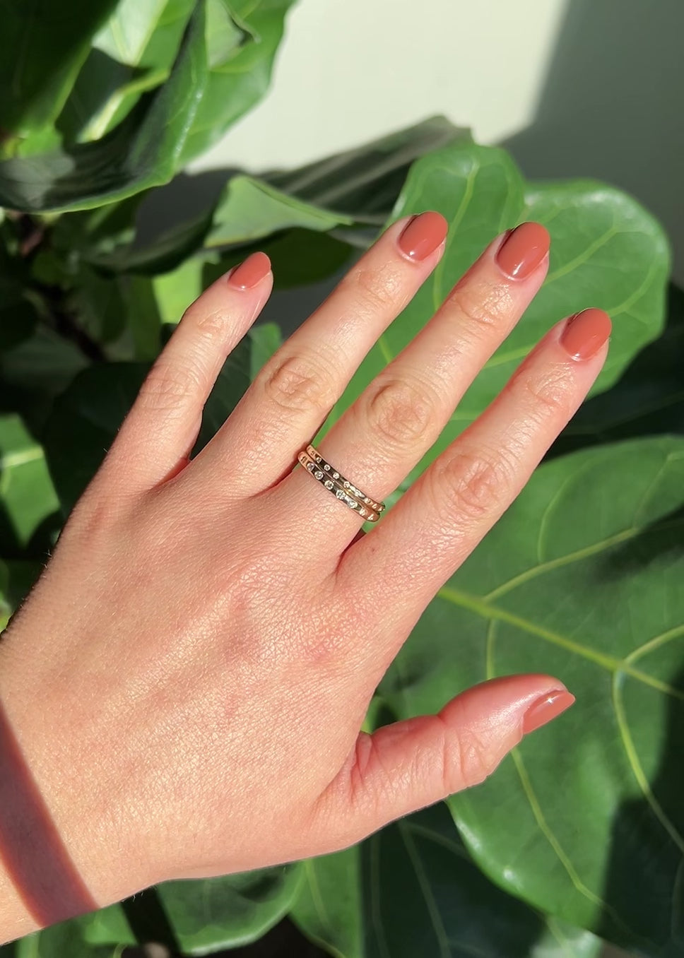 Gold and diamond stacking bands, handmade in Nashville