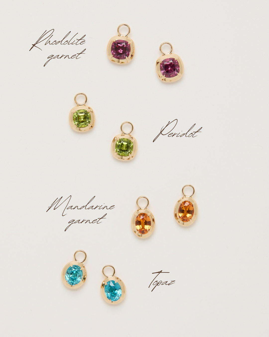 SPECTRA gold huggie earrings made with natural gemstones in Nashville, Tennessee